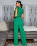 Lace Patchwork Sleeveless Wide Leg Jumpsuit OSM-4476