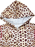 Leopard Print Zipper Hooded Two Piece Pants Set SHD-9718