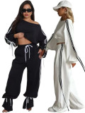 Solid Color Loose Ribbon Two Piece Pants Set OD-8746