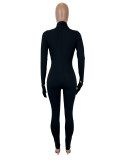 Solid Long Sleeve Hollow Out Jumpsuit(With Mitten) SHD-9719
