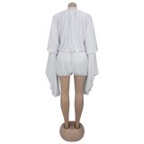 Press Pleated Solid Color Romper BY-7432