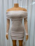 Long Sleeve Solid Color Mini Dress GMYU-9342