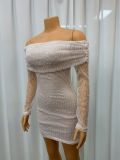 Long Sleeve Solid Color Mini Dress GMYU-9342