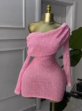 Long Sleeve Solid Color Mini Dress GMYU-9342