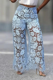 Plus Size Hollow Out Lace Patchwork Jeans GYLN-6690