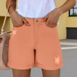 Fashion Washed Straight Denim Shorts XCFF-329