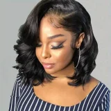  Black Parted Short Curly Hair Wigs YWHX-M1442