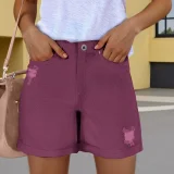Fashion Washed Straight Denim Shorts XCFF-329
