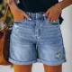Fashion Washed Straight Denim Shorts XCFF-329