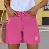 Fashion Washed Straight Denim Shorts XCFF-329