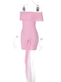 Solid Color Mesh One Shoulder Mini Dress JHYB-D4B18155F