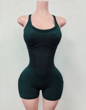 Pre Order: About 7 work days shipping Sleeveless Solid Color Romper YUEM-300810