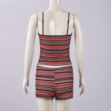 Color Block Camisole Vest Short Two Piece Set GNZD-51849SBD