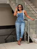 Plus Size Fashion Denim Straight Jumpsuit GYLN-0076