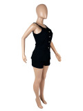 Sleeveless Button Vest Shorts Two Piece Set SHD-9799