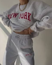 Long Sleeve Letter Print Sweatshirt Two Piece Pant Set GYSL-512