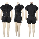 Plus Size Loose Sleeveless Solid Romper NY-3631
