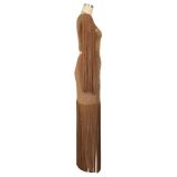 Single Shoulder Sequin Tassel Mini Dress AIL-328