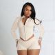 Long Sleeve Zipper Tops And Shorts 2 Piece Set SHD-9535