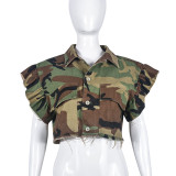 Camouflage Print Tassel Shirt GBTF-9151TD