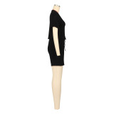 Short Sleeve Solid Color Coat Shorts Suit AIL-326