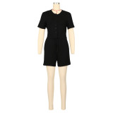 Short Sleeve Solid Color Coat Shorts Suit AIL-326