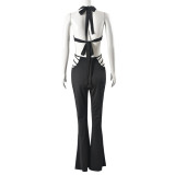 Sleeveless Tie Up Micro Flare Jumpsuit GBTF-51045JBD