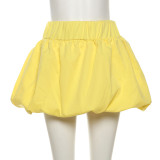 Solid Color Bubble Mini Skirt DLSF-K24J46609