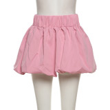Solid Color Bubble Mini Skirt DLSF-K24J46609