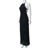 Sleeveless Tie Up Ruffles Maxi Dress GNZD-51618DBD