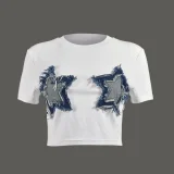 Patchwork Tassel Five-pointed Star T-shirt GNZD-11175THR
