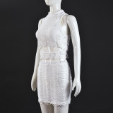 Solid Color Sleeveless Tassel Two Piece Skirts Set GFRT-41988SBG