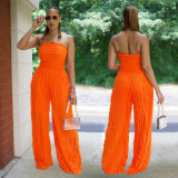 Solid Color Loose Wave Tube Top Jumpsuit BY-7465