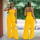 Solid Color Loose Wave Tube Top Jumpsuit BY-7465