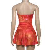 Pearl Chain Print Halterneck Mini Dress XEF-K25D73314