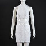 Solid Color Sleeveless Tassel Two Piece Skirts Set GFRT-41988SBG