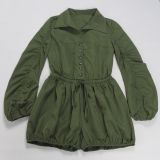Plus Size Solid Color Drawstring Romper NY-3561