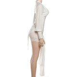 Long Sleeve Lapel Backless Mini Dress XEF-K25D77909