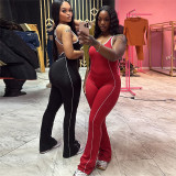 Sleeveless Contrast Color Backless Yoga Jumpsuit XEF-K25Q68159