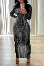Long Sleeve O Neck Maxi Dress GXBQ-1141220