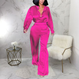 Long Sleeve Solid Shirt Two Piece Pants Set YF-20040