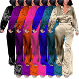 Long Sleeve Solid Shirt Two Piece Pants Set YF-20040