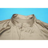 Long Sleeve Solid Shirt Two Piece Pants Set YF-20040