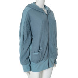 Solid Color Long Sleeve Hooded Coat GSZM-ZTP1387