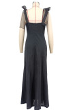 Solid Color Tie Up Sling Maxi Dress XHXF-468