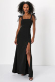 Solid Color Tie Up Sling Maxi Dress XHXF-468