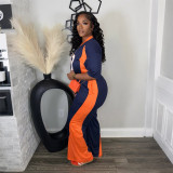 Color Block Print Loose Two Piece Pants Set CYA-901946
