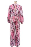 Print Deep V Neck Two Piece Pants Set XHXF-8727