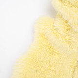 Solid Color Fur Zipper Hooded Short Jacket GDSF-J25TP213