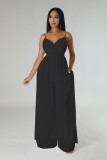 Solid Color Backless Sling Jumpsuit XHXF-8726